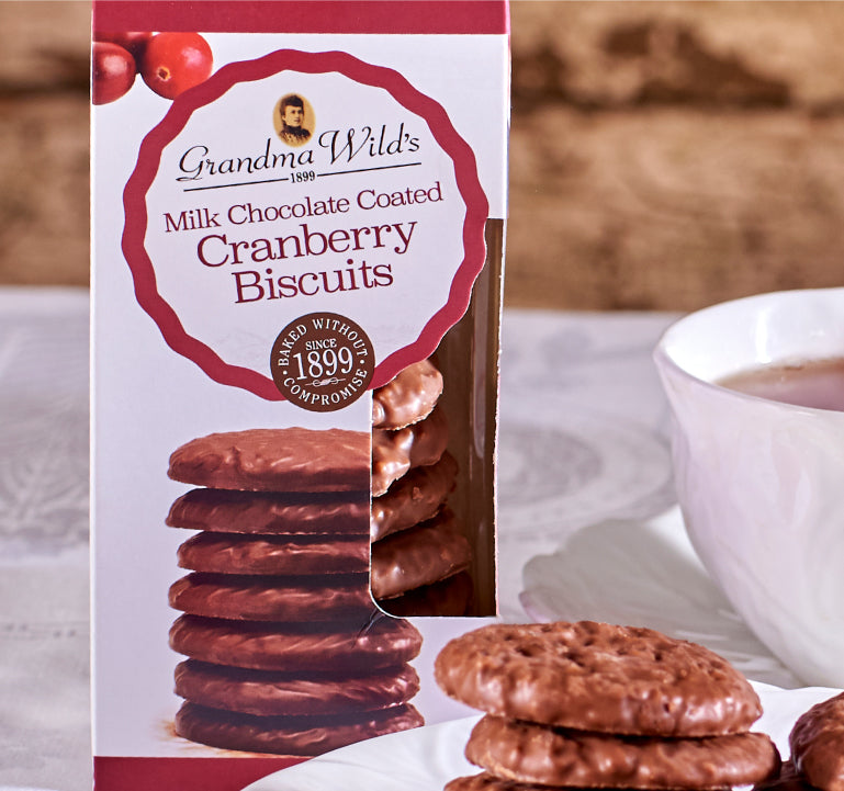 Milk Chocolate Coated Cranberry Biscuits