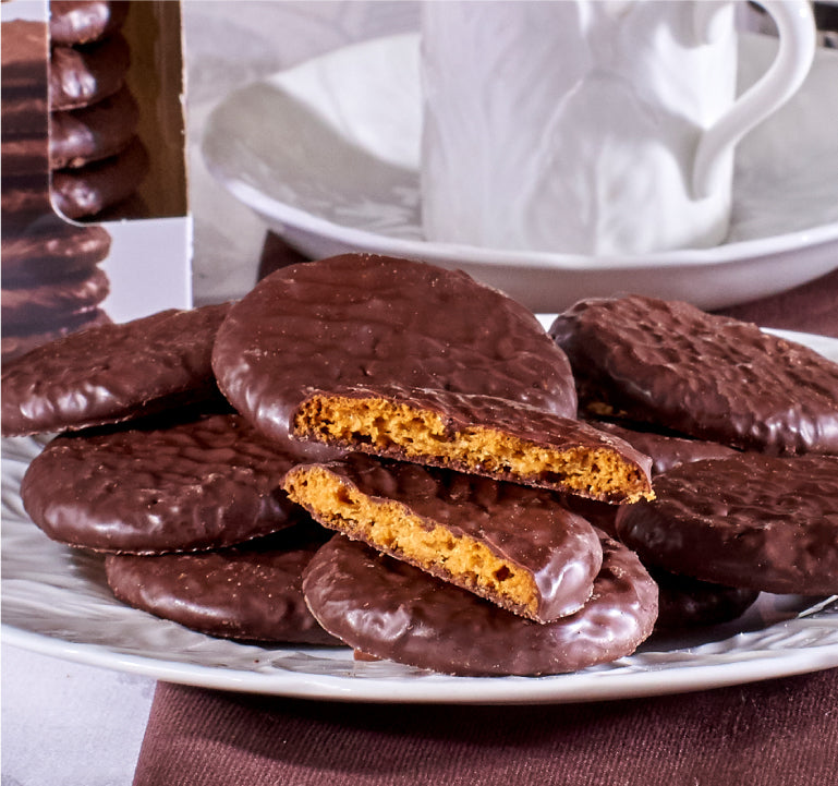 Dark Chocolate Coated Ginger Biscuits – Grandma Wild's Dark Chocolate Coated Ginger Biscuits – Grandma Wild's