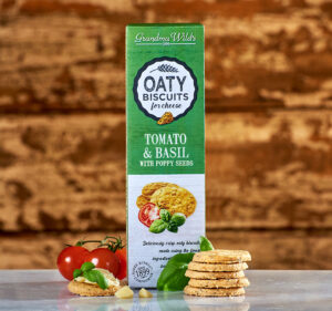 Oaty Biscuits with Tomato, Basil & Poppy Seeds