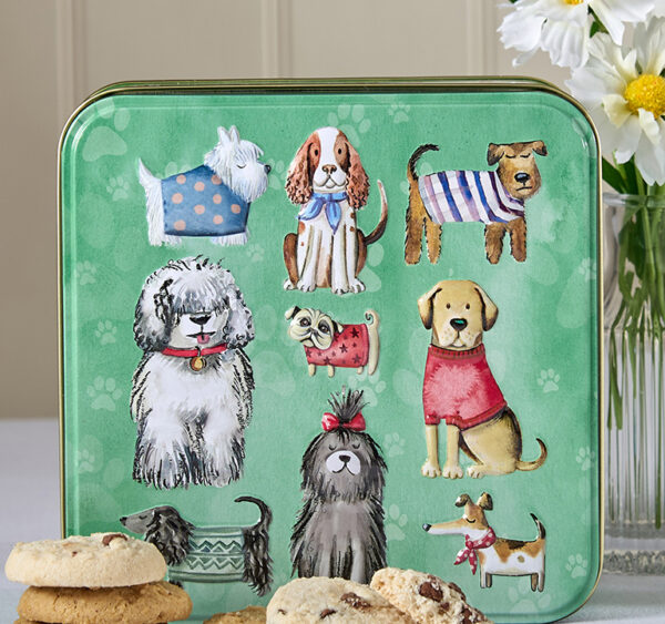 Embossed Dogs in Jumpers Tin With Assorted Biscuits - Image 2