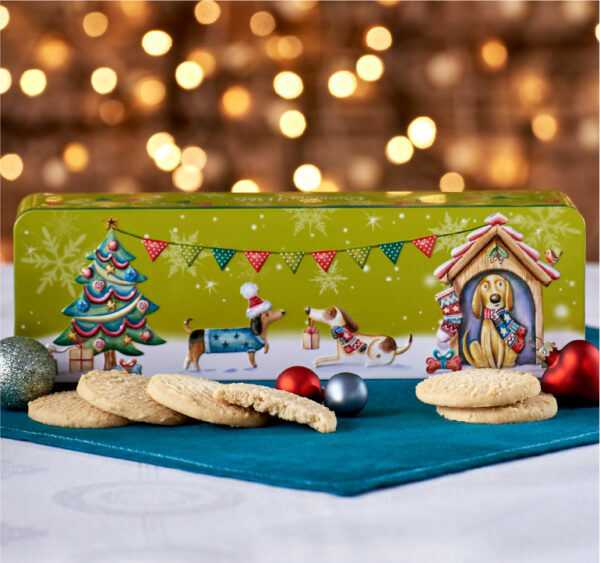 Embossed Christmas Dogs Party Tin