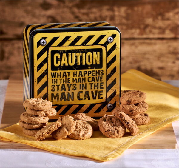 Embossed What Happens in a Man Cave Biscuit Tin