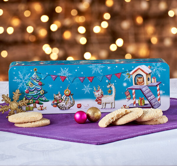 Embossed Cat Xmas Party Tin