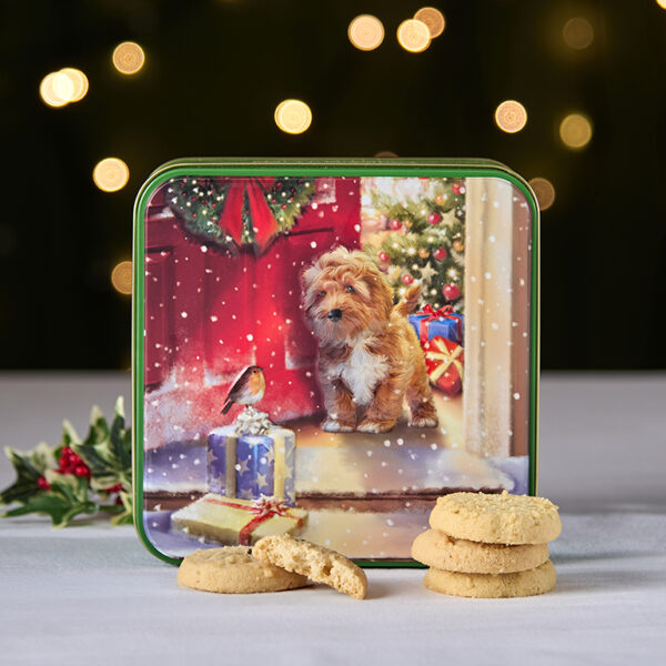 Embossed Cockapoo on a Doorstep Tin