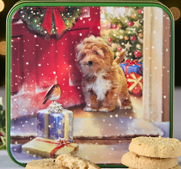 Embossed Cockapoo on a Doorstep Tin - Image 2